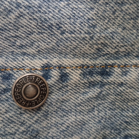Free People Blue Denim Jacket with Gray Hood - Picture 4 of 16